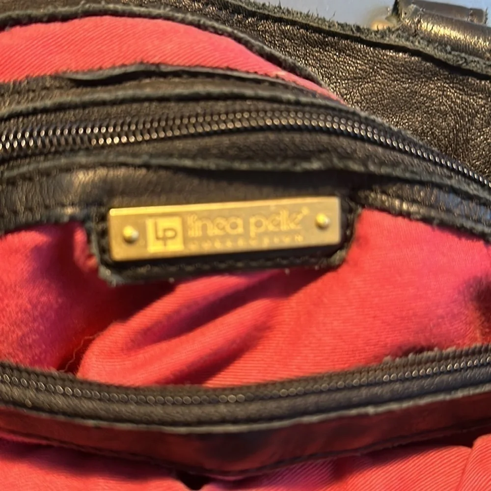 Linea Pelle Black Leather Tote Shoulder Bag Purse